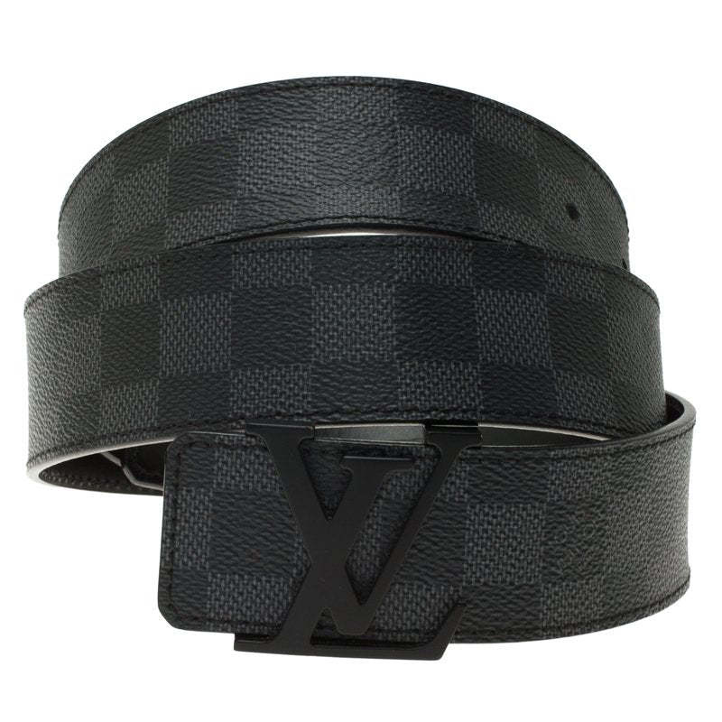 Shop Louis Vuitton Lv initials 40mm matte black belt (M0449Q) by naganon